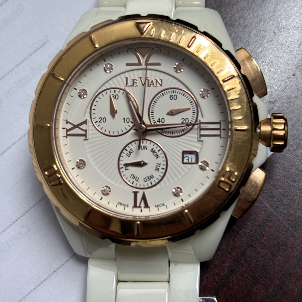 Le Vian Gold and White Chronograph Watch